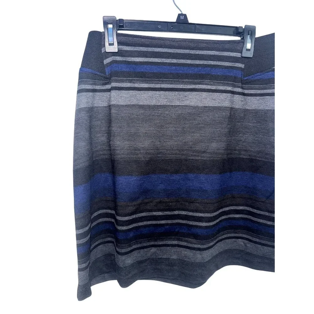 Striped Soho Apparel Ltd XL Stretch Pencil Skirt In Black Blue & Gray